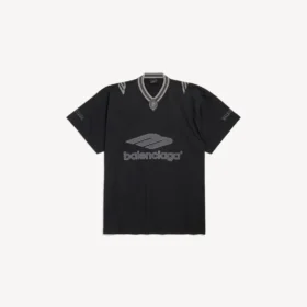 3b fotbollst-shirt med V-ringning för herr, oversized, i svart/antracit