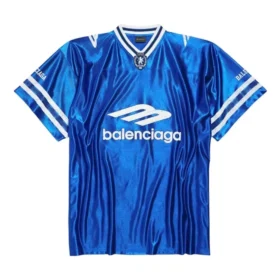 3B Fotbollströja med V-ringning i glansig jersey, oversized, ”Royal Blue White” 857113TTVQ74701