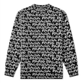 All Over Balenciaga Paris Intarsia-tröja ”Black White” 599826T31701070
