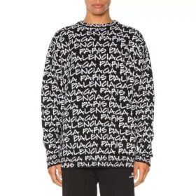 All Over Balenciaga Paris Intarsia-tröja ”Black White” 599826T31701070