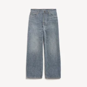 Baggy-jeans för herr i mörkblått med denim-sömmar