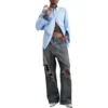 Baggy-jeans med lappade fickor ”Blue” 751111TDW143359