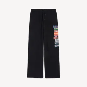 Baggy-joggingbyxor för herr med bildmotiv i svart