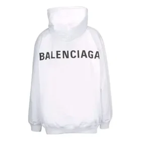 Balenciaga Back Alphabet för män, långärmad tröja med huva, vit 556113TAV379000