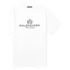 Balenciaga BB Paris-tryck, rundhalsad kortärmad retro-T-shirt för män, vit 594579TGV609000
