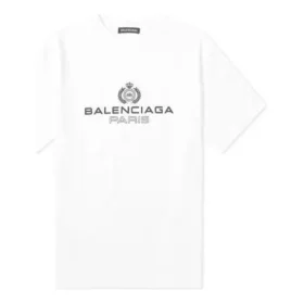 Balenciaga BB Paris-tryck, rundhalsad kortärmad retro-T-shirt för män, vit 594579TGV609000