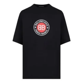Balenciaga BLogo-tryck, kortärmad, svart, herr 612966TJVD61000