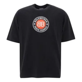 Balenciaga Circular BB Alphabet Logo kortärmad tröja för män, svart 641614TJV761000