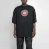 Balenciaga Circular BB Alphabet Logo kortärmad tröja för män, svart 641614TJV761000