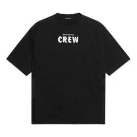 Balenciaga Crew-tröja för män med alfabettryck, kortärmad, svart 620969TIV741070