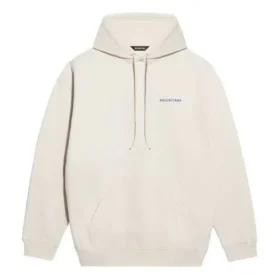 Balenciaga fleecetröja med långa ärmar för män, krämvit 600583TJVA89055