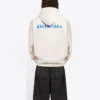 Balenciaga fleecetröja med långa ärmar för män, krämvit 600583TJVA89055