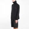 Balenciaga för män, broderad logotyp, halv dragkedja, hög krage, svart 486144TWK521000