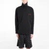Balenciaga för män, broderad logotyp, halv dragkedja, hög krage, svart 486144TWK521000