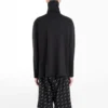 Balenciaga för män, broderad logotyp, halv dragkedja, hög krage, svart 486144TWK521000