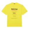 Balenciaga för män, kemtvättad, boxig, med logotryck, lös passform, korta ärmar, gul 651795TKVF87175