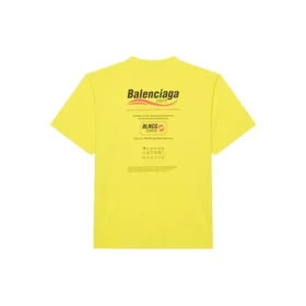 Balenciaga för män, kemtvättad, boxig, med logotryck, lös passform, korta ärmar, gul 651795TKVF87175