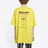 Balenciaga för män, kemtvättad, boxig, med logotryck, lös passform, korta ärmar, gul 651795TKVF87175