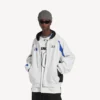 Balenciaga för män | NBA-samarbete: oversized hoodie med dragkedja i vitt/flerfärgat