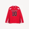 Balenciaga för män | NBA-samarbete: oversized långärmad T-shirt i rött/flerfärgat