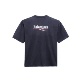 Balenciaga för män, Political Campaign-tryck, kortärmad, marinblå 570803TAV444128