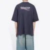 Balenciaga för män, Political Campaign-tryck, kortärmad, marinblå 570803TAV444128