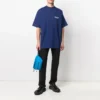 Balenciaga för män, Political Campaign-tryck, stor storlek, kortärmad, marinblå 641675TIV521195