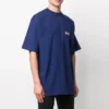 Balenciaga för män, Political Campaign-tryck, stor storlek, kortärmad, marinblå 641675TIV521195