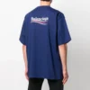 Balenciaga för män, Political Campaign-tryck, stor storlek, kortärmad, marinblå 641675TIV521195