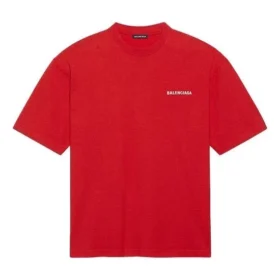 Balenciaga för män, stor logotyp, retro, kortärmad, röd 612966TIVG56540