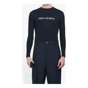 Balenciaga för män, symbolisk kreativ logotryck, elastisk, långärmad, svart 620966TIV491070