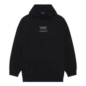 Balenciaga FW21 Boxy Loose långärmad hoodie för män, svart 651799TJV910107