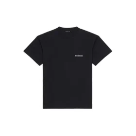 Balenciaga FW21 för herr, logotryck, retro, kortärmad, svart 612966TIVG51070