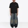 Balenciaga FW21 för herr, logotryck, retro, kortärmad, svart 612966TIVG51070
