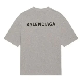 Balenciaga FW21 för herrar, retro-tröja med logotryck, korta ärmar, grå 612966TIVG51167