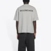 Balenciaga FW21 för herrar, retro-tröja med logotryck, korta ärmar, grå 612966TIVG51167