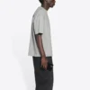 Balenciaga FW21 för herrar, retro-tröja med logotryck, korta ärmar, grå 612966TIVG51167