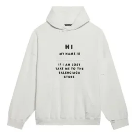 Balenciaga FW21 för män – Hi My Name Is med alfabetmönster, långärmad, vit 651799TKVF29081
