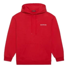 Balenciaga FW21, herr, lös, med logo, huvtröja, långärmad, röd 600583TIV846540
