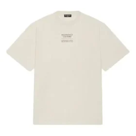 Balenciaga FW21 kortärmad tröja för män med alfabettryck, beige 651795TJV909054