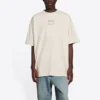 Balenciaga FW21 kortärmad tröja för män med alfabettryck, beige 651795TJV909054