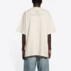 Balenciaga FW21 kortärmad tröja för män med alfabettryck, beige 651795TJV909054