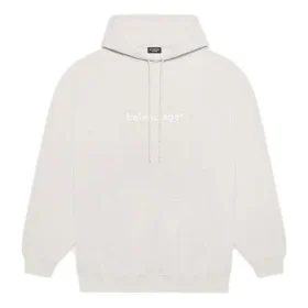 Balenciaga FW21-logotyp med alfabettryck, långärmad hoodie för män, krämvit 570811TIV552970