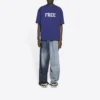 Balenciaga FW21 retro-stickad kortärmad tröja för män, marinblå 612966TKVD33967