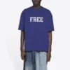 Balenciaga FW21 retro-stickad kortärmad tröja för män, marinblå 612966TKVD33967