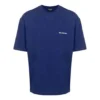 Balenciaga FW21-tröja för män med logotyp, rund hals och korta ärmar, blå 612966TIVG53967