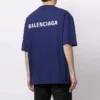 Balenciaga FW21-tröja för män med logotyp, rund hals och korta ärmar, blå 612966TIVG53967