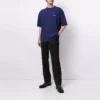 Balenciaga FW21-tröja för män med logotyp, rund hals och korta ärmar, blå 612966TIVG53967