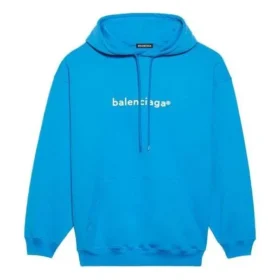 Balenciaga FW21-tröja med huva och logotyp, långärmad, blå, herr 570811TIV557560