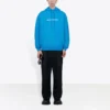 Balenciaga FW21-tröja med huva och logotyp, långärmad, blå, herr 570811TIV557560